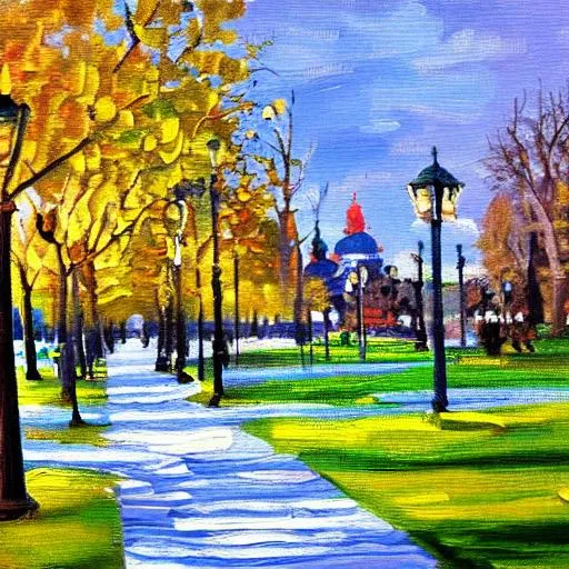 Prompt: oil painting Vienna park impressionism