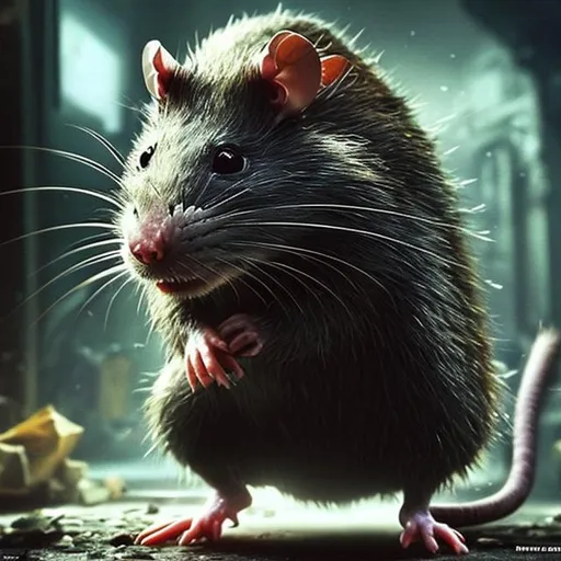 Prompt: a rat that is a mutant and his aparrenci is like a monster, his was in a computer, desing is realistic, 4k full HD, real life