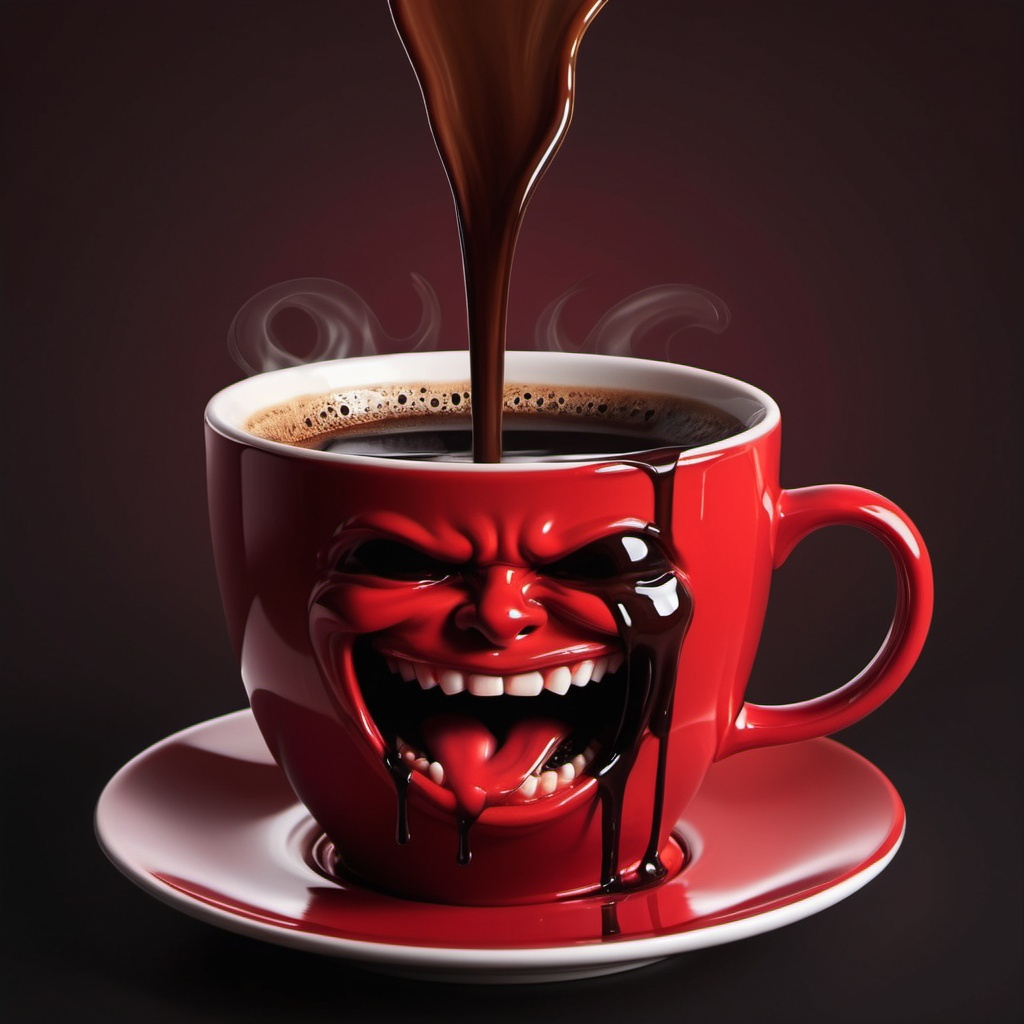 Cup of coffee dripping and steaming with a secret fa... OpenArt