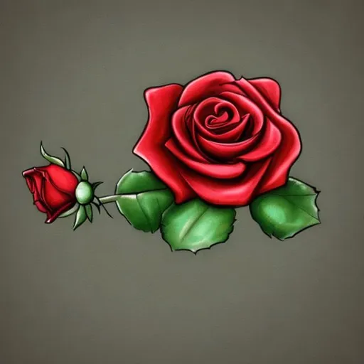 Prompt: Red rose,cartoon
