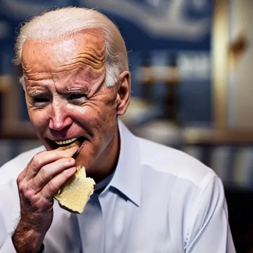 Prompt: Biden drools while eating Five Guys