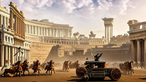 Prompt:  ultrarealistic futurist city glory of roman empire, many details, streets, buildings, future cars, 8k, hdr, Beautifully Detailed, Natural Lighting, Light Diffusion, dystopian, roman architecture,with solider marching and jet.