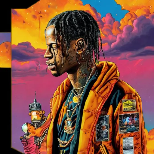 Prompt: Travis Scott in AstroWorld 16k ultra detail