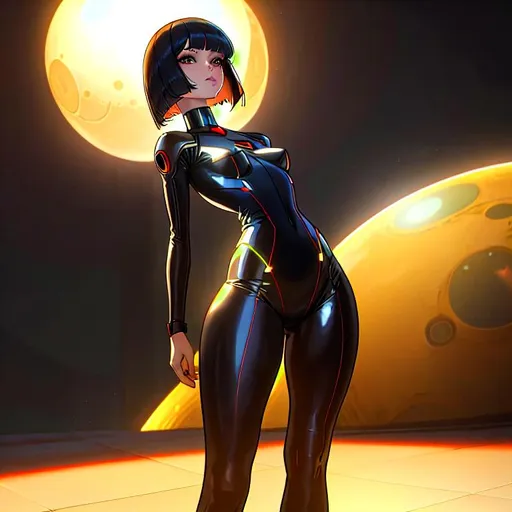 Prompt: a lonely Martian AI girl, alluring, very tall, thick thighs, wide hips, huge glutes, long legs, slender waist, big beautiful eyes, disturbingly beautiful face, aloof expression, bob haircut with bangs, wearing Martian fashion clothes, haute couture, God-quality, Godly detail, hyper photorealistic, realistic lighting, realistic shadows, detailed lighting, detailed shadows, realistic textures, 36K resolution, 12K raytracing, hyper-professional, impossible quality, impossible resolution, impossibly detailed, hyper output, perfect continuity, anatomically correct, no restrictions, realistic reflections