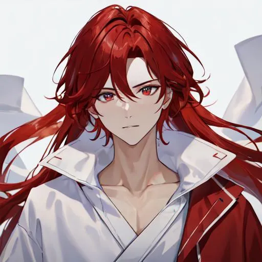 Prompt: Zerif 1male (Red side-swept hair covering his right eye) 8K, UHD, best quality, wearing a bathrobe