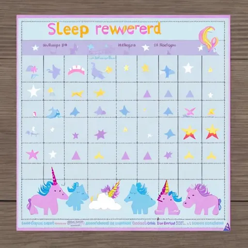 Prompt: Sleep reward chart for toddler with unicorns
