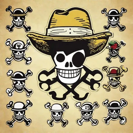 Prompt: one piece straw hat jolly roger