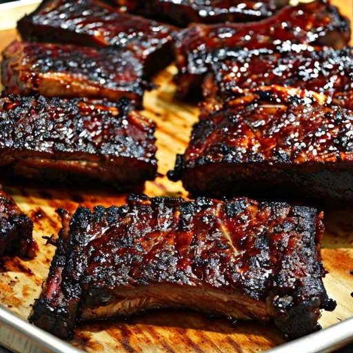 Prompt: Juicy Smoked Beef back ribs BBQ glazed
