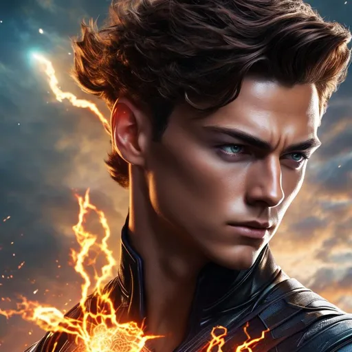 Prompt: High resolution hyperrealistic image of young avenger [wiccan] merged with x-man ((nate grey)), symmetrical detailed photorealistic face, psionic powers and chaos magic, highly detailed, cinematic, uhd, hdr, 64k