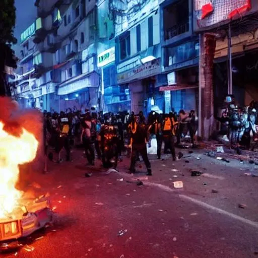 Prompt: cyberpunk revolution riots Greece