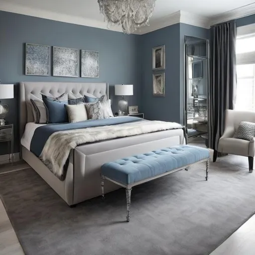 Prompt: Modern and neutral, pewter blue is an excellent shade to mix with other colors if you’re trying to create contrast. This color combines a lot of the prestige and authority associated with the color grey with the reliability and trustworthiness of blue.