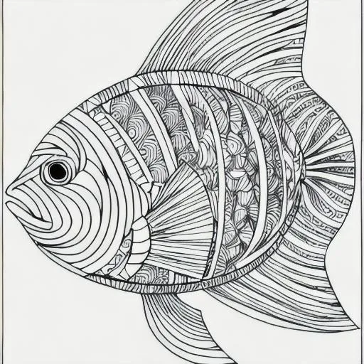Black and white coloring page of exotic fish | OpenArt