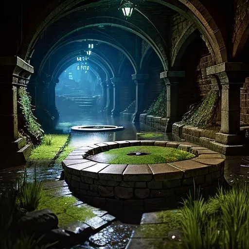 Prompt: a fantasy rpg underground dungeon sewer with a water basin with floating water and roots and spiderwebs, garbage in a corner, dark horror scenery,  photorealistic , ultra detailed, hyperrealistic, surreal, matte painting, unreal engine 5, UHD, first player sight

