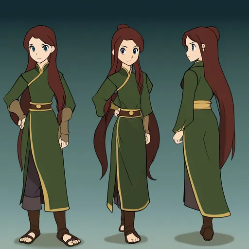 Prompt: Avatar: The Last Airbender oc. The Daughter of an Airbender and a European woman. She has auburn hair and is filled with vengence 