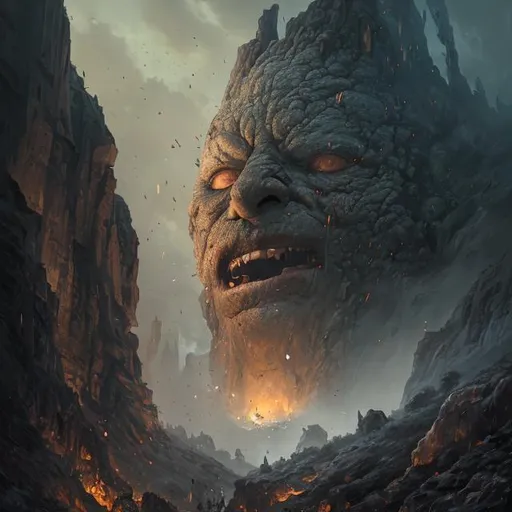 Prompt: "a detailed portrait of a giant michanical face buried half way in a cliff by Greg Rutkowski, Sung Choi, Mitchell Mohrhauser, Maciej Kuciara, Johnson Ting, Maxim Verehin, Peter Konig, final fantasy, Marco lense , 8k photorealistic, cinematic lighting, HD, high details, atmospheric , trending on artstation"