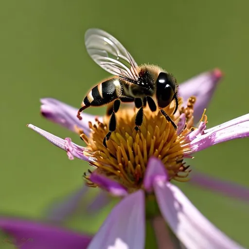 Prompt: Zeichne mir eine Biene, macro Aufnahme auf einer Blume. Style Dali.