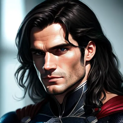 Prompt: "Henry Cavill as long hair, black suit superman, 334k, insanely detailed, insanely realistic, insane details,  hyper detail, high detail, athletic body, high cheekbones, detailed face.ultra realistic, full body and face focus, intricate details, exceptional detail, fantasy, ethereal lighting, hyper sharp, sharp focus, photorealistic portrait, detailed face, highly detailed, realistic, hyper realistic, colorful, Ultra realistic, , Highly detailed photo realistic digital artwork. High definition. Face by Tom Bagshaw and art by Sakimichan, Android Jones" and tom bagshaw, Biggals, unreal engine 5, VQGAN+CLIP