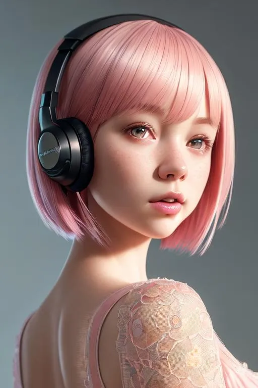 Prompt: ((best quality)), ((masterpiece)), ((realistic)), (detailed) illustration photographic  cute girl with pink hair bob cut , headset, in hollywood,hd octane render, high resolution scan, masterpiece, hyperrealism, delicate detailed complex, highly detailed, intricate detailed, volumetric lighting, light reflection, highly detailed concept art, trending on artstation, vivid colors, melancholic, foggy background, loneliness, depressing, hopelessness, suffering
(high angle shot:1. 3)
(((close up face shoot))), dim lights, 8k uhd, realistic, Nikon z9, raytracing, focus face, (sharpness:2. 0)