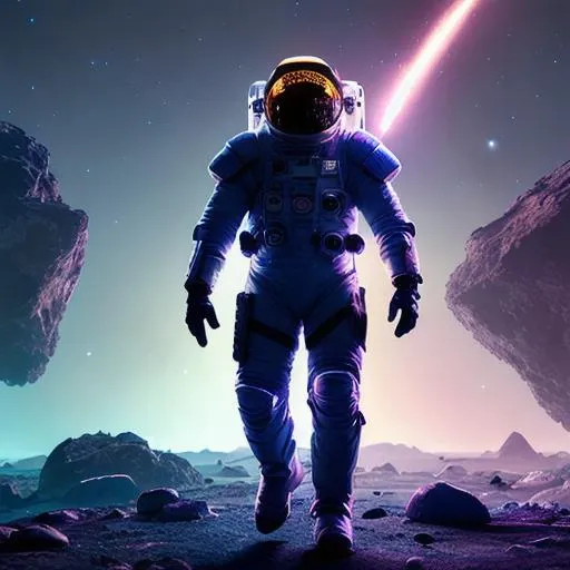 Prompt: Astronaut in space armor gathering
futuristic space flowers, glowing with a inner blue light, on a asteroid
battling a robotic spider, hyperdetailed full body visible, small purple coloring 8k, HDR, masterpiece, best quality, ultra-detailed, absolutly eye-catching, realistic appearance, photo realistic, cyberpunk style, realistic lighting, realistic reflections, realistic shadows, fullbody, volumetric lighting maximalist photo illustration 64k, resolution high res intricately detailed complex, masterpiece, oil painting, ultra realistic, heroic fantasy art, sharp focus, digital painting, digital art, clean art, professional, colorful, colorful ambient, rich deep color, concept art, colorful ink illustration, finely detailed, CGI winning award, highly realistic, UHD, HDR, 64K, RPG, WLOP, Greg Rutkowski, Makoto Shinkai, UHD render, HDR render, 3D render cinema 4D