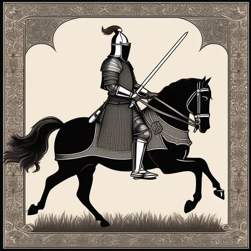 Prompt: A medieval knight on his horse