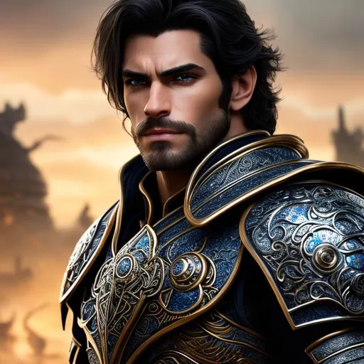 Prompt: Portrait of a very attracitve and handsome man with black hair, In detailed armor, 8k detailed eyes, in a fighting pose, 8k, HD, 64k HD quality, (((64k))) Hypperealism, detailed face and eyes, long scruffy beard, lighting hair, crystal clear blue eyes, large musculature, a fantasy style portrait painting of a men paladin, blond hair, little smile field oil painting unreal 5 daz. rpg portrait, extremely detailed artgerm greg rutkowski greg hildebrandt tim hildebrandt, masterpiece, cinematic lighting, 8k, complementary colors, golden ratio, octane render, volumetric lighting, unreal 5, artwork, concept art, an adult male white hair barbarian with a bear hood, digital art, character art portrait, matte fantasy painting, deviantart artstation, by jason felix by steve argyle by tyler jacobson by peter mohrbacher, cinematic lighting, smooth, sharp focus, hd wallpaper, cinematic