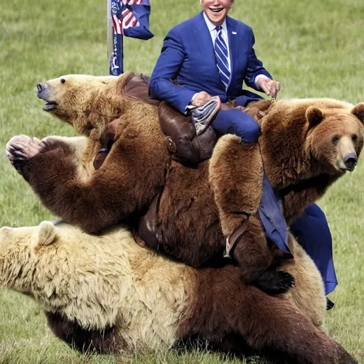 Joe Biden riding a bear