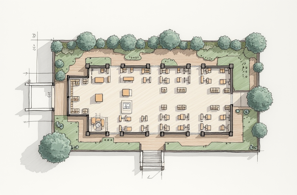 Planos Chair Less A simple drawing floor plan not 3d with 300 chairs m...