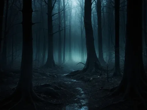 Prompt: Dark fantasy forest eerie atmosphere