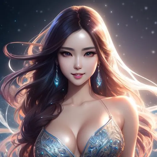 Prompt: splash art, by Greg rutkowski, hyper detailed perfect face,

beautiful kpop idol, full body, long legs, perfect body,

high-resolution cute face, perfect proportions,smiling, intricate hyperdetailed hair, light makeup, sparkling, highly detailed, intricate hyperdetailed shining eyes,  

Elegant, ethereal, graceful,

HDR, UHD, high res, 64k, cinematic lighting, special effects, hd octane render, professional photograph, studio lighting, trending on artstation