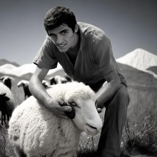 Prompt: Black and white 
simple 
basic
man stealin sheep 
greek 