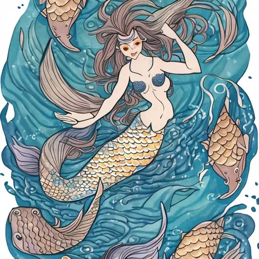 Prompt: koi-fish mermaid
