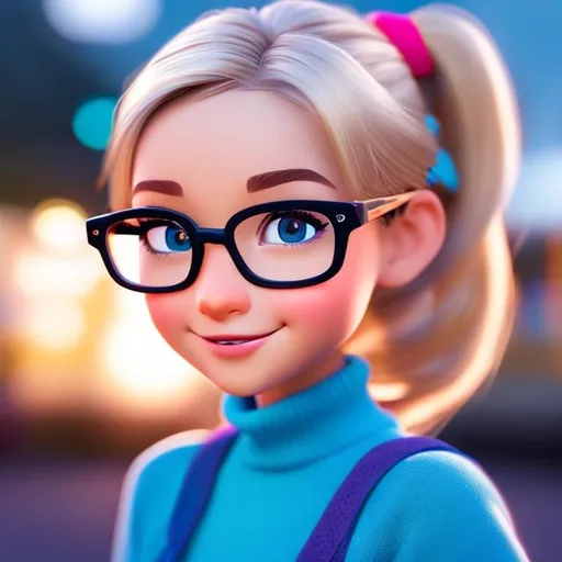Disney, Pixar art style, CGI, thin pale girl, short
