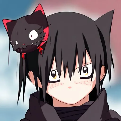 Prompt: itachi uchiha cute cat