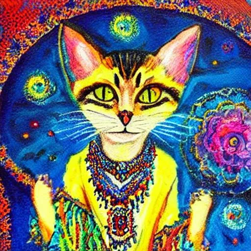 Prompt: A gypsy cat Art Earth