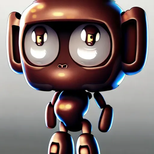 Prompt: Cute chibi, one Monkey Robocop, monkey, face, humanoid  proportions, Android,  by studio ghibli, perfect composition, super detailed, 8k, high quality, anime, hyperrealistic