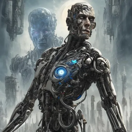 Prompt: a fantastic cyborg, with the presence of humanity