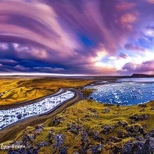 Prompt: long shot scenic professional photograph of {scenery}, perfect viewpoint, highly detailed, wide-angle lens, hyper realistic, with dramatic sky, polarizing filter, natural lighting, vivid colors, everything in sharp focus, HDR, UHD, 128K , width, outer-space,  dramatic,  fisheye lens, iceland, color popping, colorful, color blast