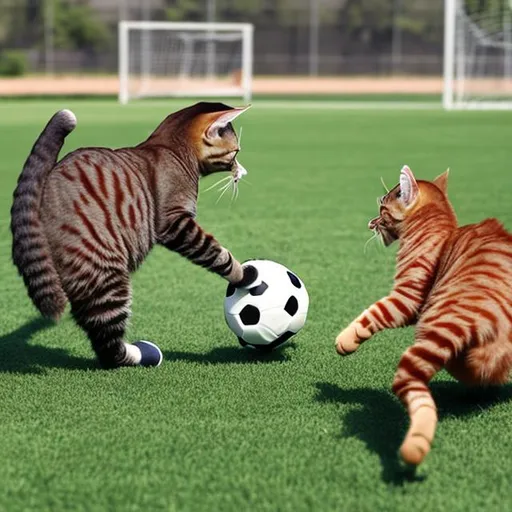 Prompt: cats playing soccer