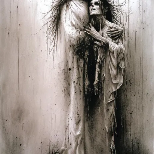 Prompt: Stephen gammell ghost in love