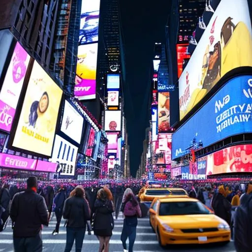 Prompt: Newyork Times Square, night, crowd