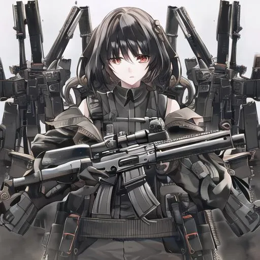 The person holding a machine gun with multiple guns... | OpenArt