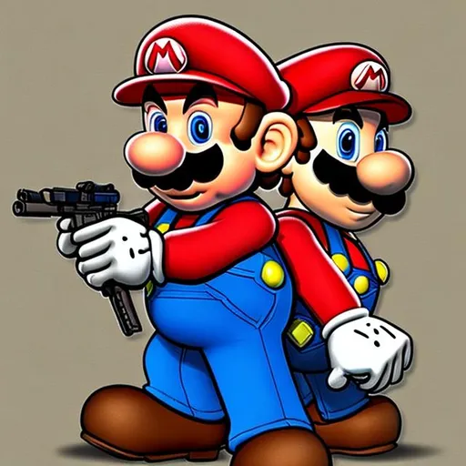 Prompt: Mario with gun Walter white 
