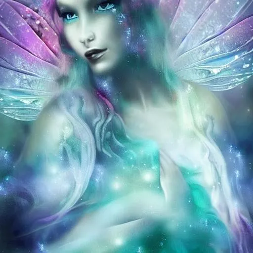 fairy goddess, ethereal,dreamscape, cosmos, pale blu...