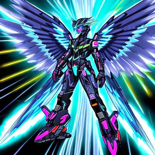 Prompt: thunder bird cyber punk with electric wings