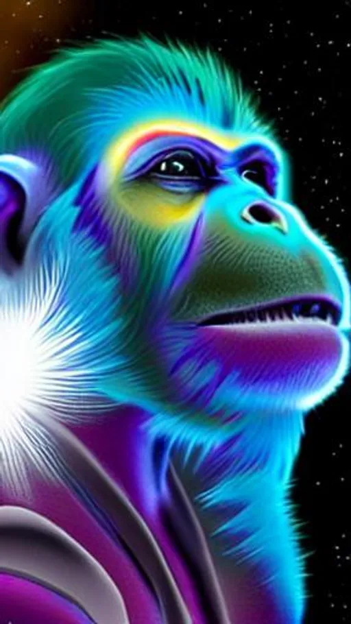 Prompt: nebula monkey face