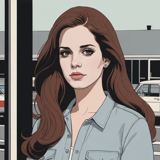 Prompt: lana del rey in the style of adrian tomine