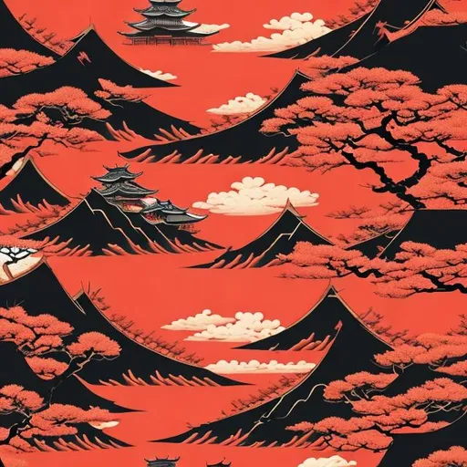 Prompt: Samurai démon oni red black accurate details fractal japanese landscape