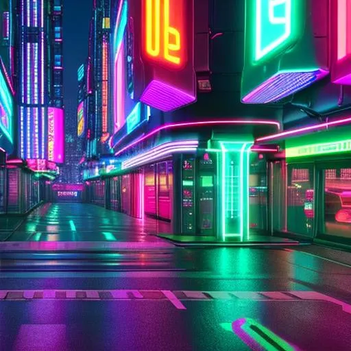 Prompt: Cyber punk Neon City at night long shot Neon,  highly detailed, wide-angle lens, hyper realistic, vivid colors, everything in sharp focus, HDR, UHD, 64K