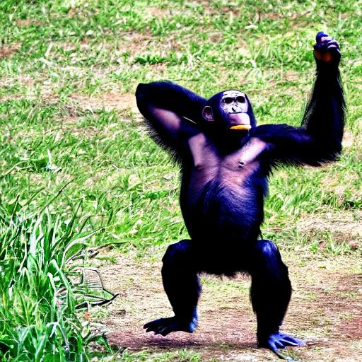 Prompt: Chimpanzee dancing like michael Jackson