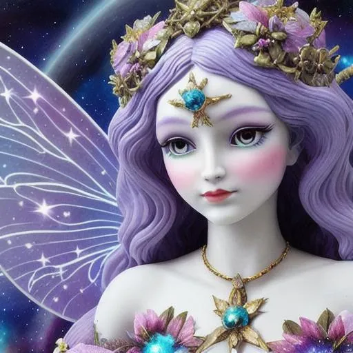 Prompt: fairy goddess of the cosmos ,closeup